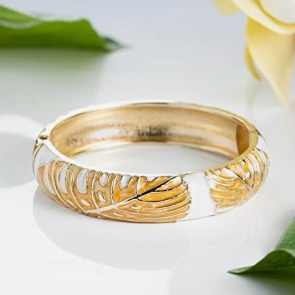Gold and Silver Leaf Design Bangle